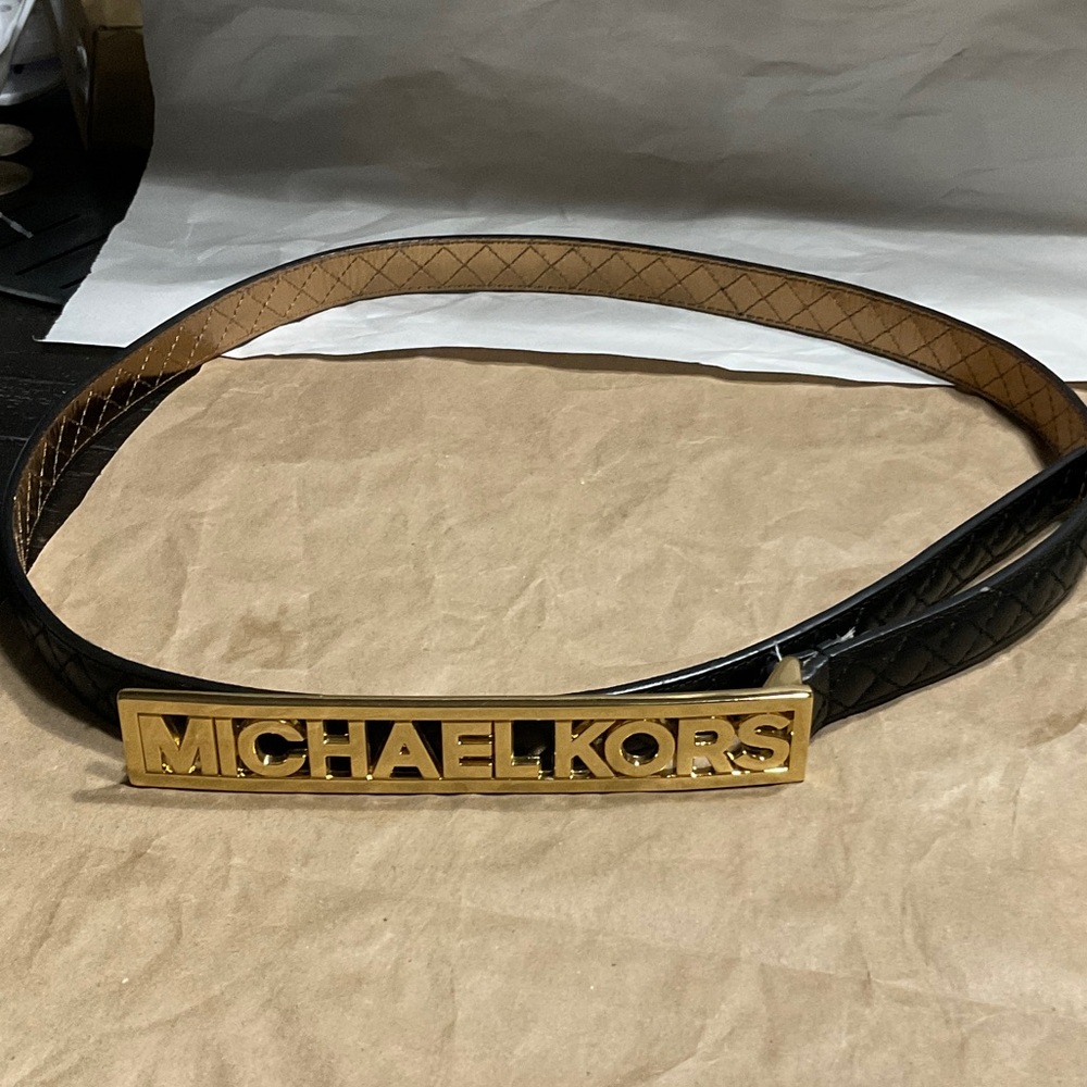Michael Kors Black Belt with Gold Logo